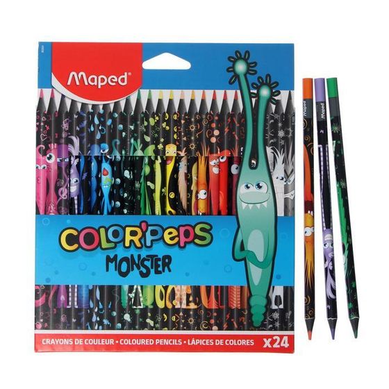 Цветные карандаши 24 цвета MAPED Color&#39;Peps Black Monster, пластиковые