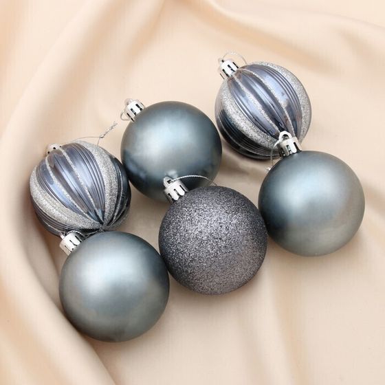 !09 Набор елочных шаров 12 штук пластик d-6 см. "Перелив" , цвет микс