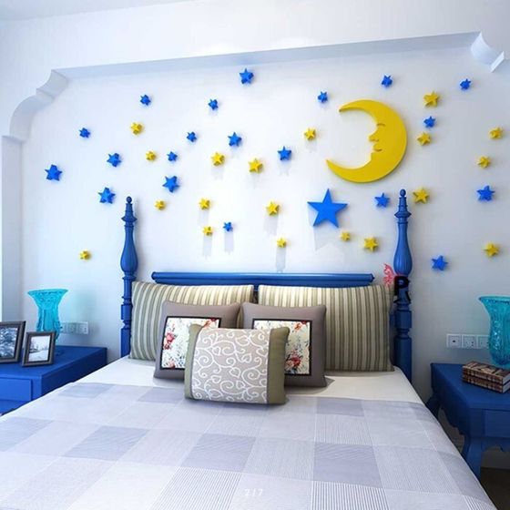 Наклейки интерьерные &quot;Луна и звезды&quot;, детские, декор на стену, панно, 42 эл