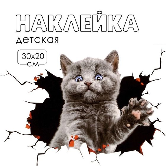 Наклейка 3Д интерьерная Котик 30*20см