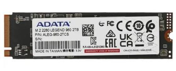 Накопитель SSD 2Tb ADATA PCI-E 4.0 x4 M.2 2280 ALEG-960-2TCS Legend 960