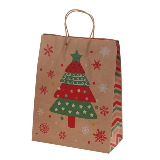 Пакет подарочный (бумага 120г/м2, блок микс 12шт), L26 W12 H32 см, 4в.