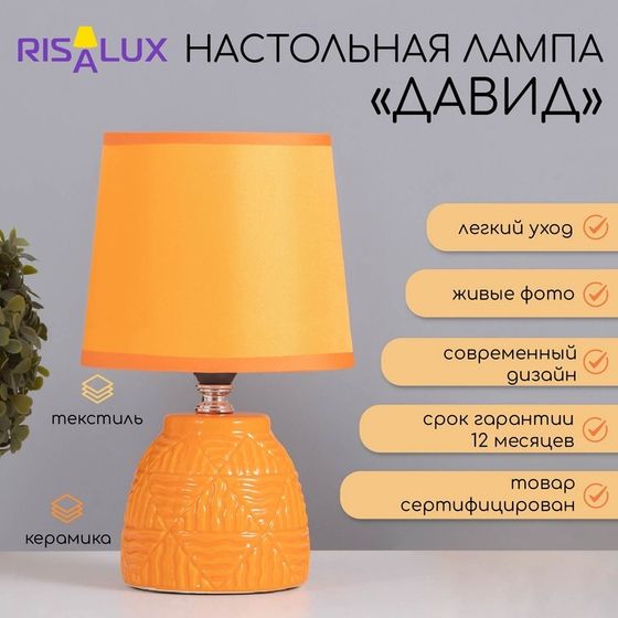 Лампа настольная «Давид» 1×40 Вт Е14 оранжевый 14.5×14.5×24 см