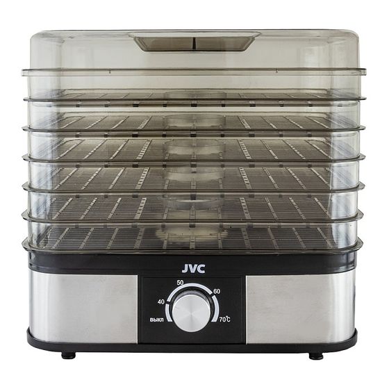 Сушилка для овощей и фруктов JVC JK-FD751 245Вт 6 подд.черный/серебристый