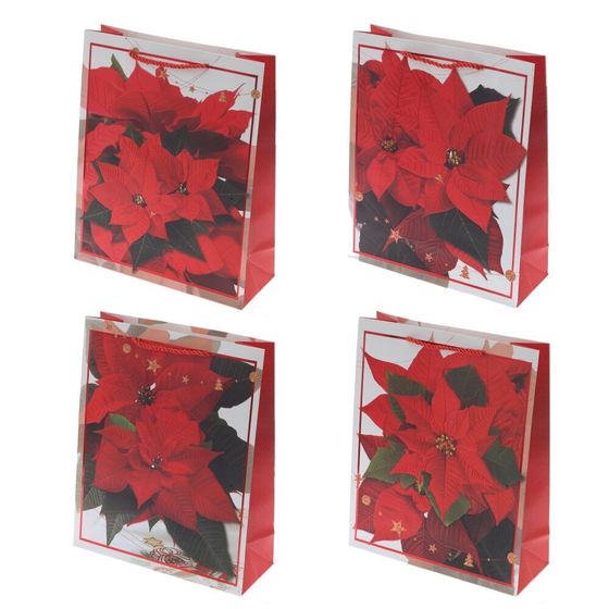 Пакет подарочный (бумага 210г/м2, блок 12шт), L26 W10 H32 см, 4в.