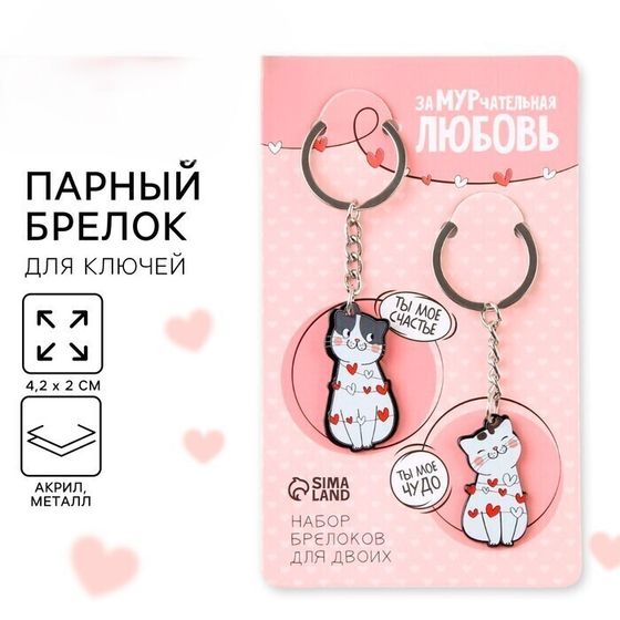 !09 Брелок для ключей парный «ЗаМУРчательная любовь», акриловый, 13,3 х 8