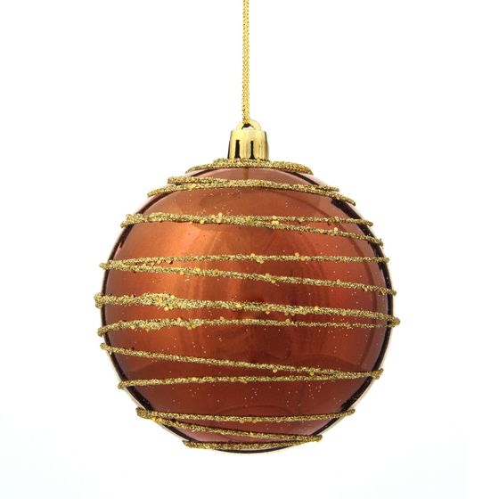 Набор из 12шт, Украшение новогоднее Шар &quot;Спираль золотистая&quot;, D8 см, L35 W28 H21 см