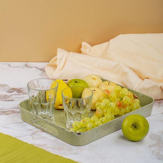 Поднос прямоугольный STONE зеленый 33х26см