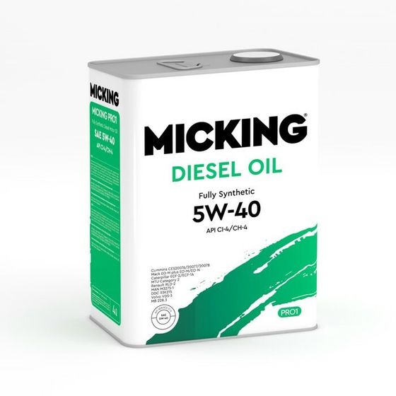 Масло моторное Micking Diesel Oil PRO1, 5W-40 CI-4/CH-4, синтетическое, 4 л