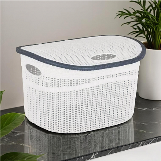 Корзина для белья 24л с крышкой белая