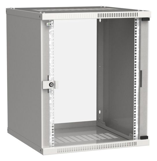 Шкаф коммутационный ITK Linea WE (LWE3-15U66-GF) настенный 15U 600x600мм пер.дв.стекл направл.под закл.гайки 50кг серый 550мм 22.3кг 200град. 715мм I