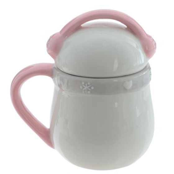 Кружка с крышкой &quot;Снеговик меломан&quot;, 400 мл, L12,5 W9 H14 см