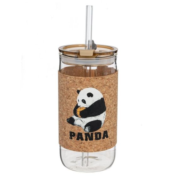 Бутылка с трубочкой, L7 W7 H14,3 см, 1 штука, дизайн микс