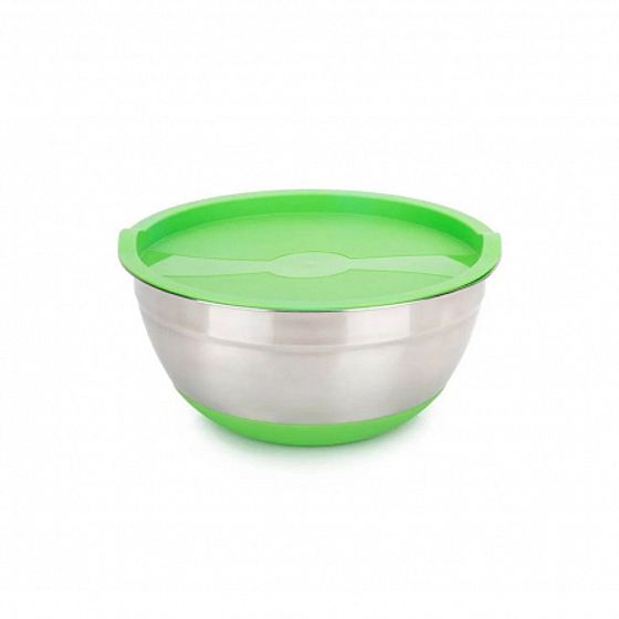 Набор стальных мисок MIX&amp;STORE 2шт, 1.5л2.4л с крышками, силиконовое дно
