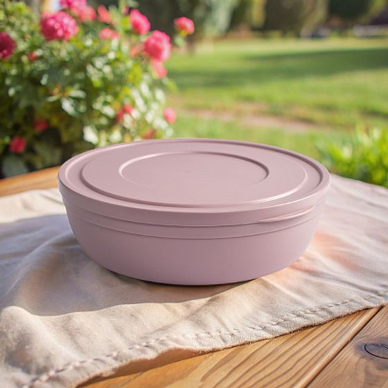 Салатник SANDY розовый 6л 31см низкий с крышкой