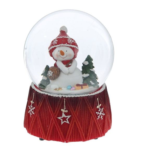 Фигурка декоративная &quot;Снеговик&quot; в стекл шаре (ключ,муз), D 10 см, L10 W10 H14 см, 2в.