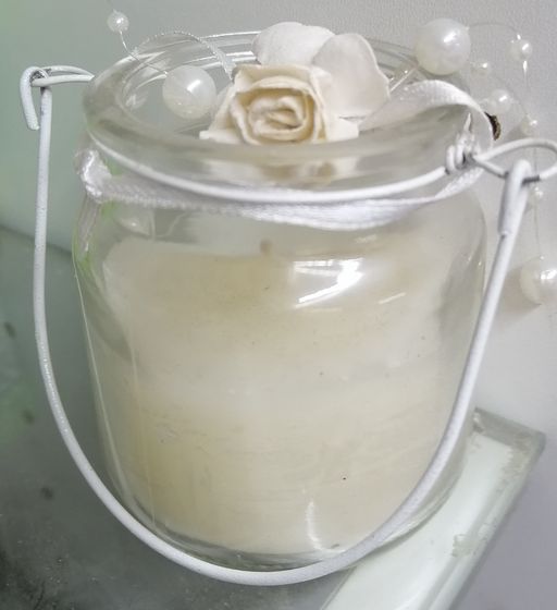 !09 Свеча ароматизированная в баночке-подвес цвет белый ваниль