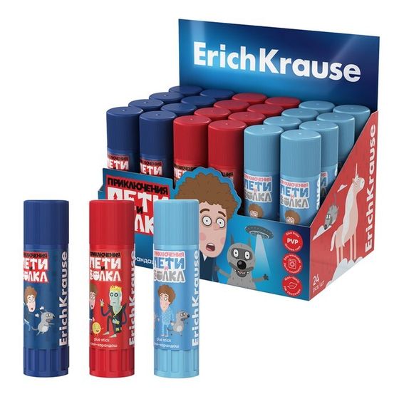 Клей-карандаш 13г ErichKrause EasyStick &quot;Приключения Пети и Волка&quot; PVP, экономичный расход, микс