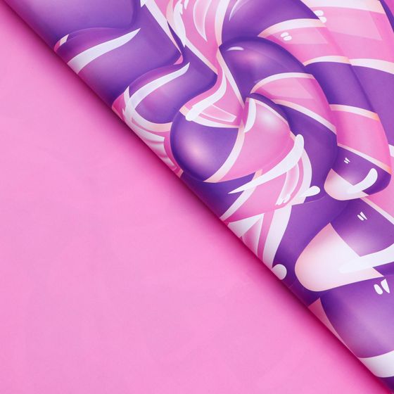 !Бумага упаковочная 2 листа глянцевая, двусторонняя &quot;Лабиринт&quot;, розовый, 50 х 70 см.