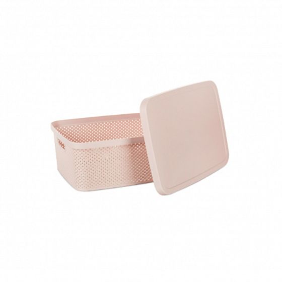 Ящик для хранения DIAMOND розовый 13л с крышкой