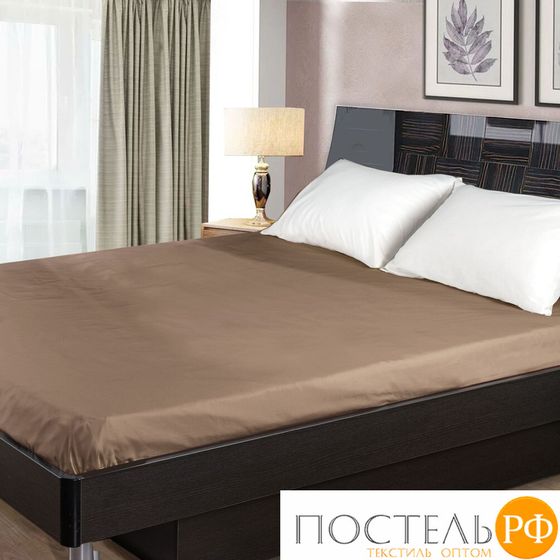 114311407-cr06 Простыня на резинке Primavelle 180х200 сатин шоколад (на резинке)
