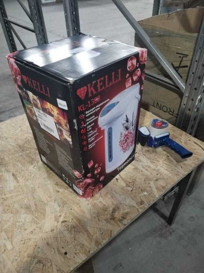 УЦЕНКА-Термопот Kelli KL-1388 4.5л 1100Вт белый/разноцветный-(вмятина спереди на корпусе, отходит наклейка уровня воды, нарушена упаковка)