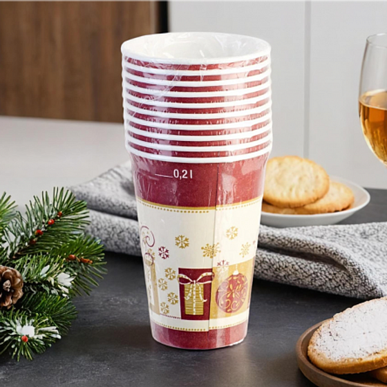 НГ Стаканы бумажные 0.2л 10шт РОЖДЕСТВЕНСКИЕ СИМВОЛЫ