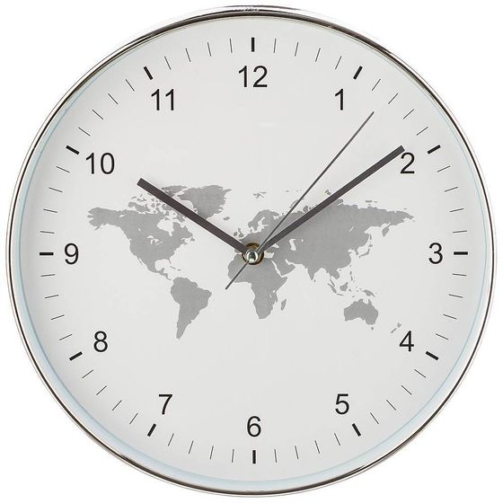 ЧАСЫ НАСТЕННЫЕ КВАРЦЕВЫЕ &quot;WORLD MAP&quot; ДИАМЕТР=30 СМ. ДИАМЕТР ЦИФЕРБЛАТА=29 СМ. ЦВЕТ: БЕЛЫЙ
