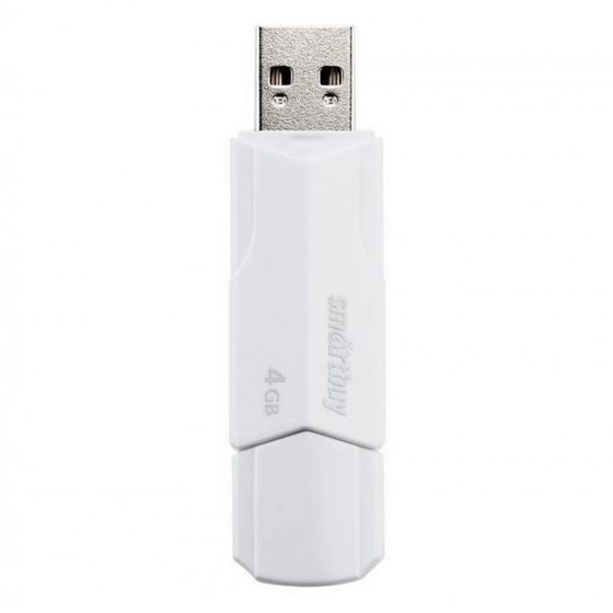 Флешка Smartbuy 4GBCLU-W, 4 Гб, USB2.0, чт до 25 Мб/с, зап до 15 Мб/с, белая