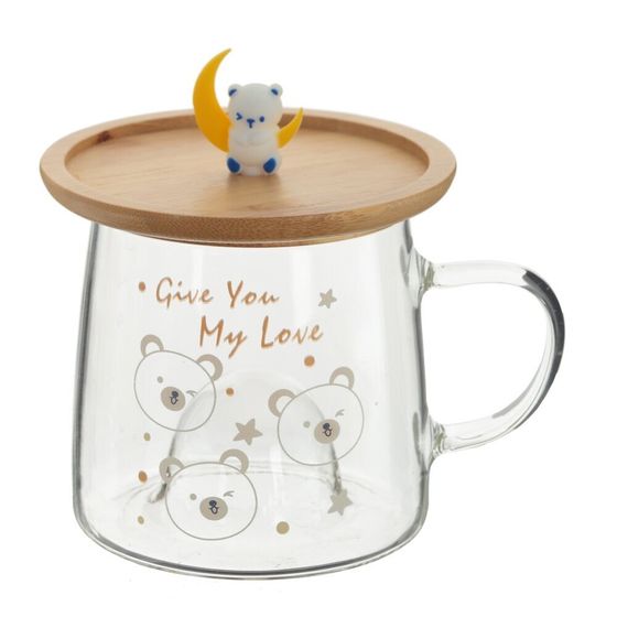 Кружка с крышкой-подставкой, 350 мл, L11 W9 H8 см, дизайн микс