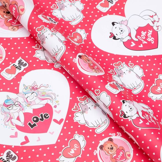 !09 Бумага глянцевая (набор 2 листа) "Котики" 70 × 100 см.