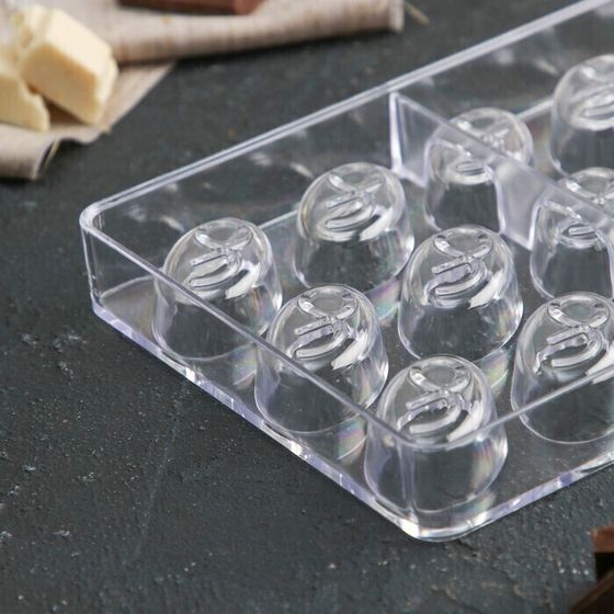 !09 Форма для шоколада и конфет «Бесконечность», 27,5×17,5×2,5 см, 21 ячейка, ячейка 3,5×2×1,2 см