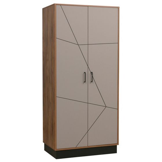 Шкаф 2-х дверный для одежды «Гамма» 54.03, 954×565×2075 мм, таксония / чёрный / ПВХ грей