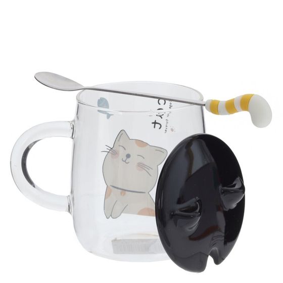 Кружка с крышкой и ложкой, 400 мл, L12 W8,5 H13 см