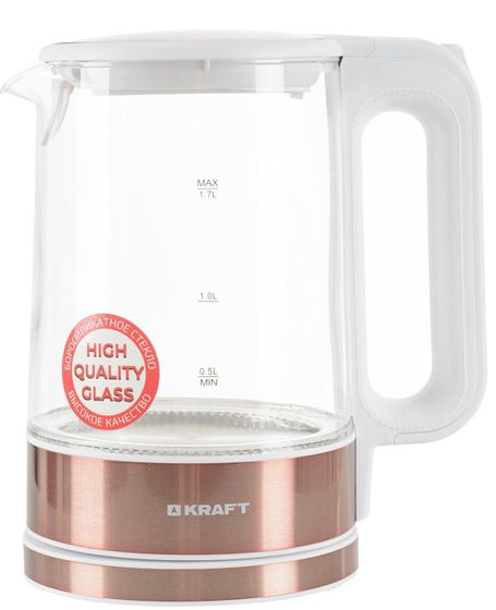 Чайник электрический Kraft KF-KG1708WBZ 1.7л 2200Вт  белый / бронза