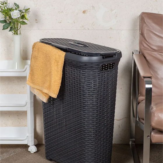Корзина для белья RATTAN STYLE 40л темно-серая