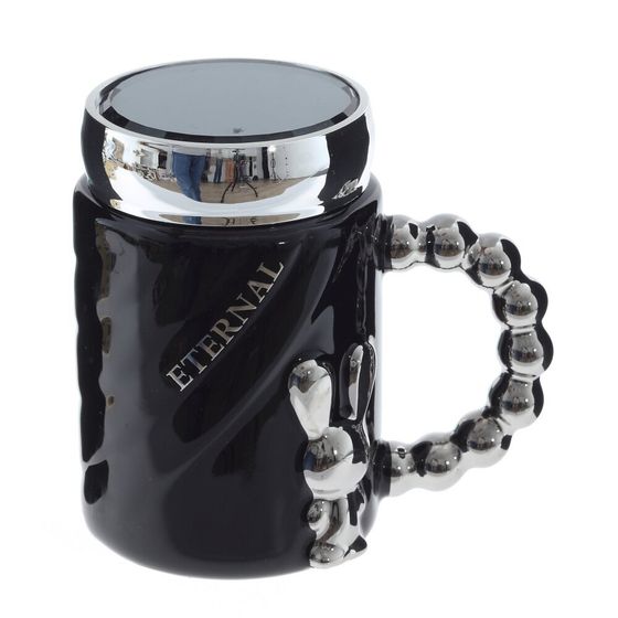 Кружка с крышкой, L6,8 W6,8 H12,5 см, дизайн микс