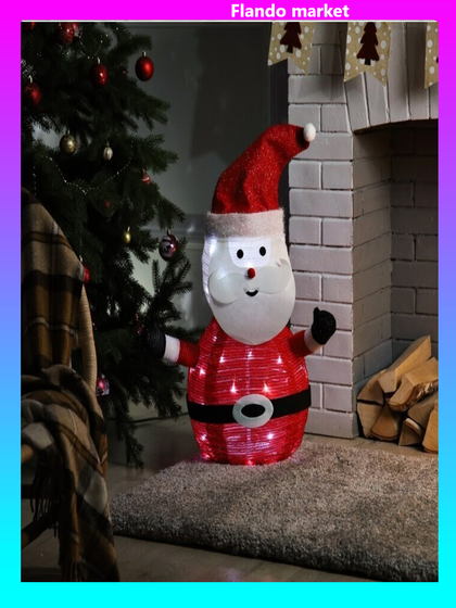 !09 Светодиодная фигура «Дед Мороз» 35 x 70 x 35 см, металл, текстиль, 220 В, свечение белое