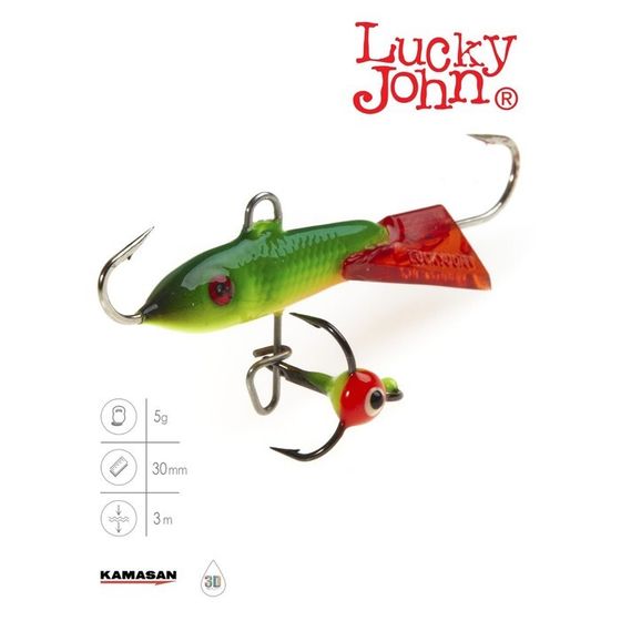 Балансир Lucky John CLASSIC 3 + тройник, 3 см, цвет 26RT блистер