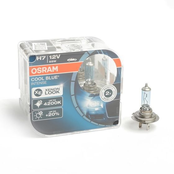 Лампа автомобильная Osram Cool Blue intense, H7, 12 В, 55 Вт, 64210CBI, набор 2 шт