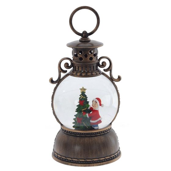 Изделие декоративное &quot;Фонарь&quot; (подсветка, муз, вьюга, 3хААА, н/п + USB), D 10 см, L11 W11 H24 см