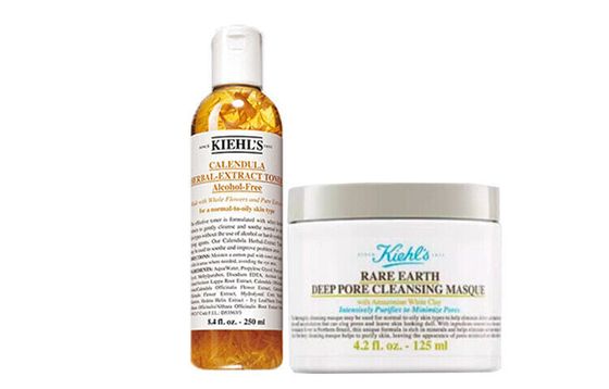 Kiehls Rare Earth Deep Pore Cleansing Masque+Calendula Herbal Extract Alcohol-Free Toner