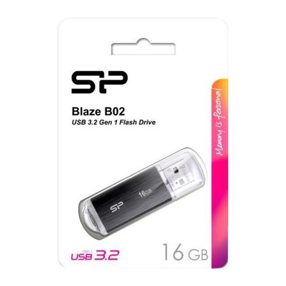 Флешка Silicon Power Blaze B02, 16 Гб, USB 3.2, черная