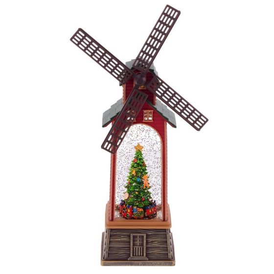 Изделие декоративное &quot;Мельница&quot; (подсвет, вьюга, муз, движ, AA х3 н/п +USB) L17 W10 H34 см