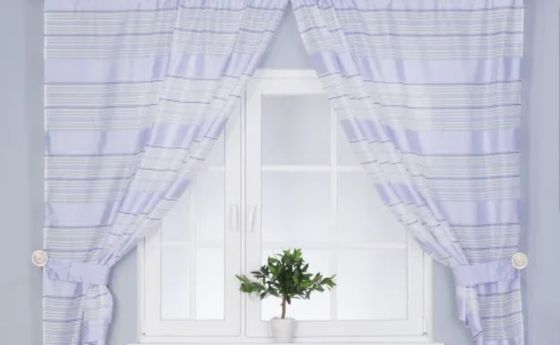 !Комплект штор " Зебра" 145*180 сиреневая, 2 шт., 2 подхвата,  шторная лента