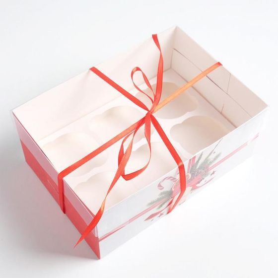 !Коробка для капкейка 2 штуки «С Новым годом!», 23 x 16 x 10 см.