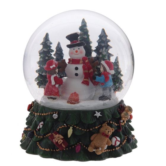 Фигурка декор в стекл шаре &quot;Снеговик&quot; (подсв, муз, вьюга, AAх3 н/п), D 14 см, L15,5 W15,5 H20 см