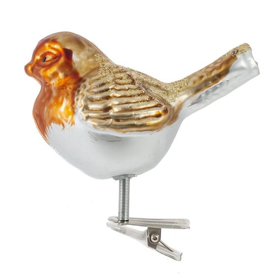 Украшение новогоднее на прищепке "Птичка", L8 W5 H8 см, 4в.