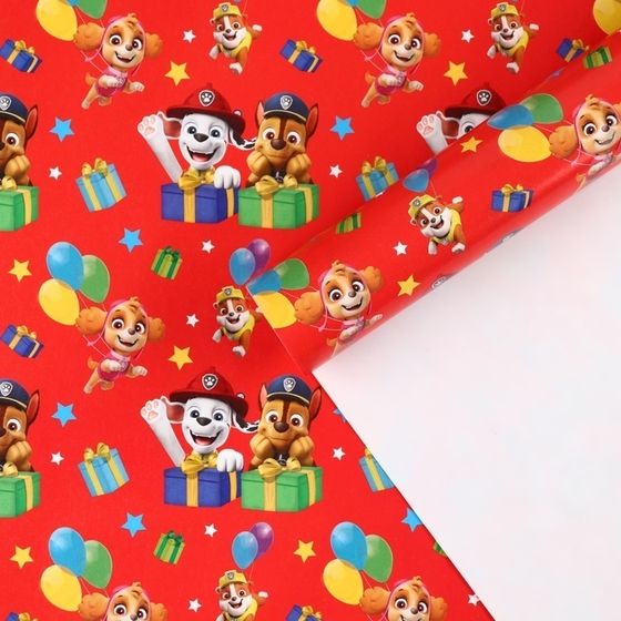 !09 Бумага упаковочная 4 листа глянцевая, Щенячий патруль, 70x100 см