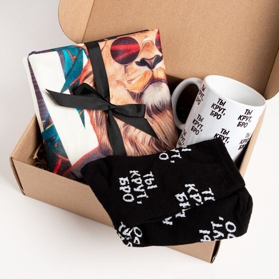 !09 Набор подарочный "Mr. Lion" плед, носки, кружка